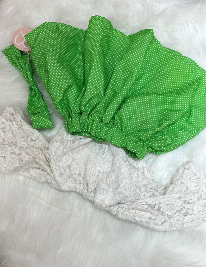 GREEN POLKA DOT SKIRT SET