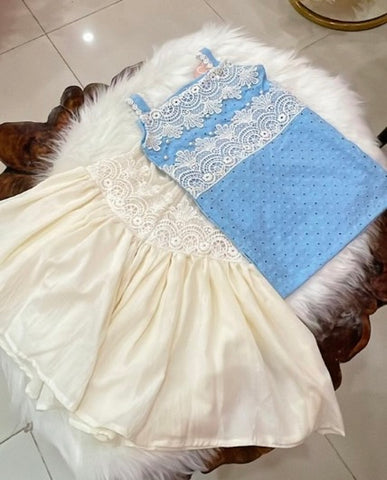BLUE CHIKENKARI GHARARA DRESS