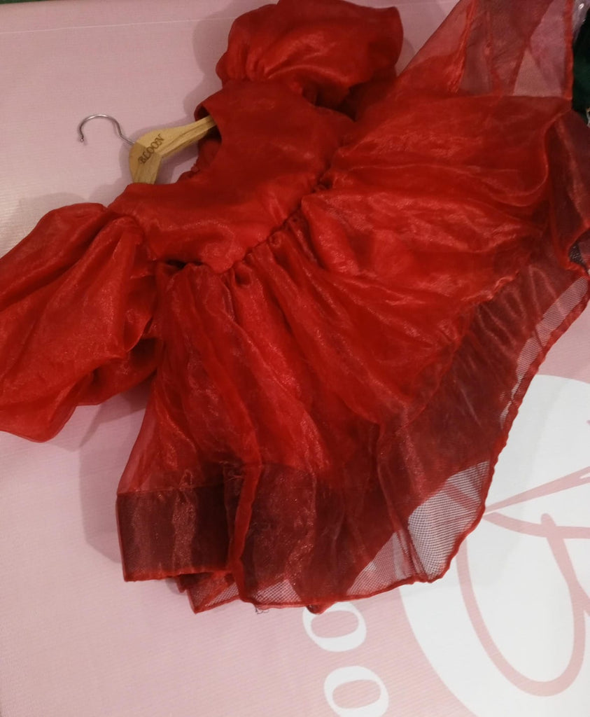 RED ORGANZA FROCK SALE