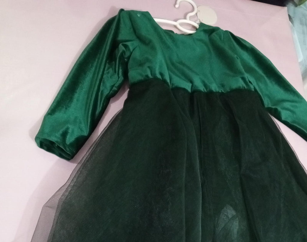 BOTTLE GREEN VELVET TAIL DRESS SALE