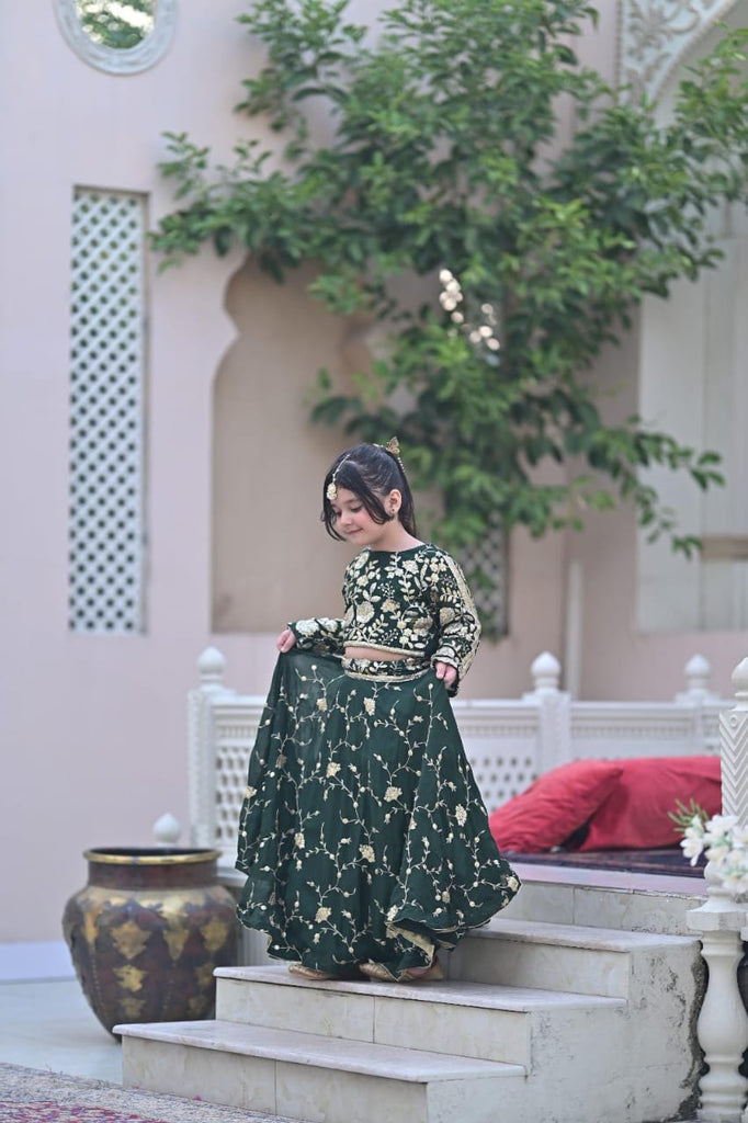 The Shab-E-Intizar Lehenga Set (Bottle Green)