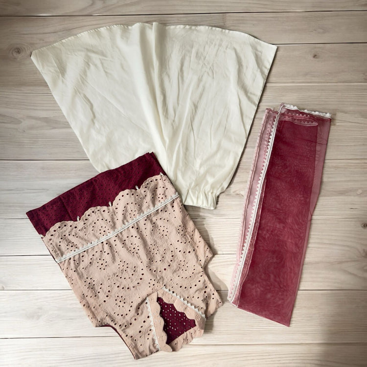 Baran chicknkari maroon set