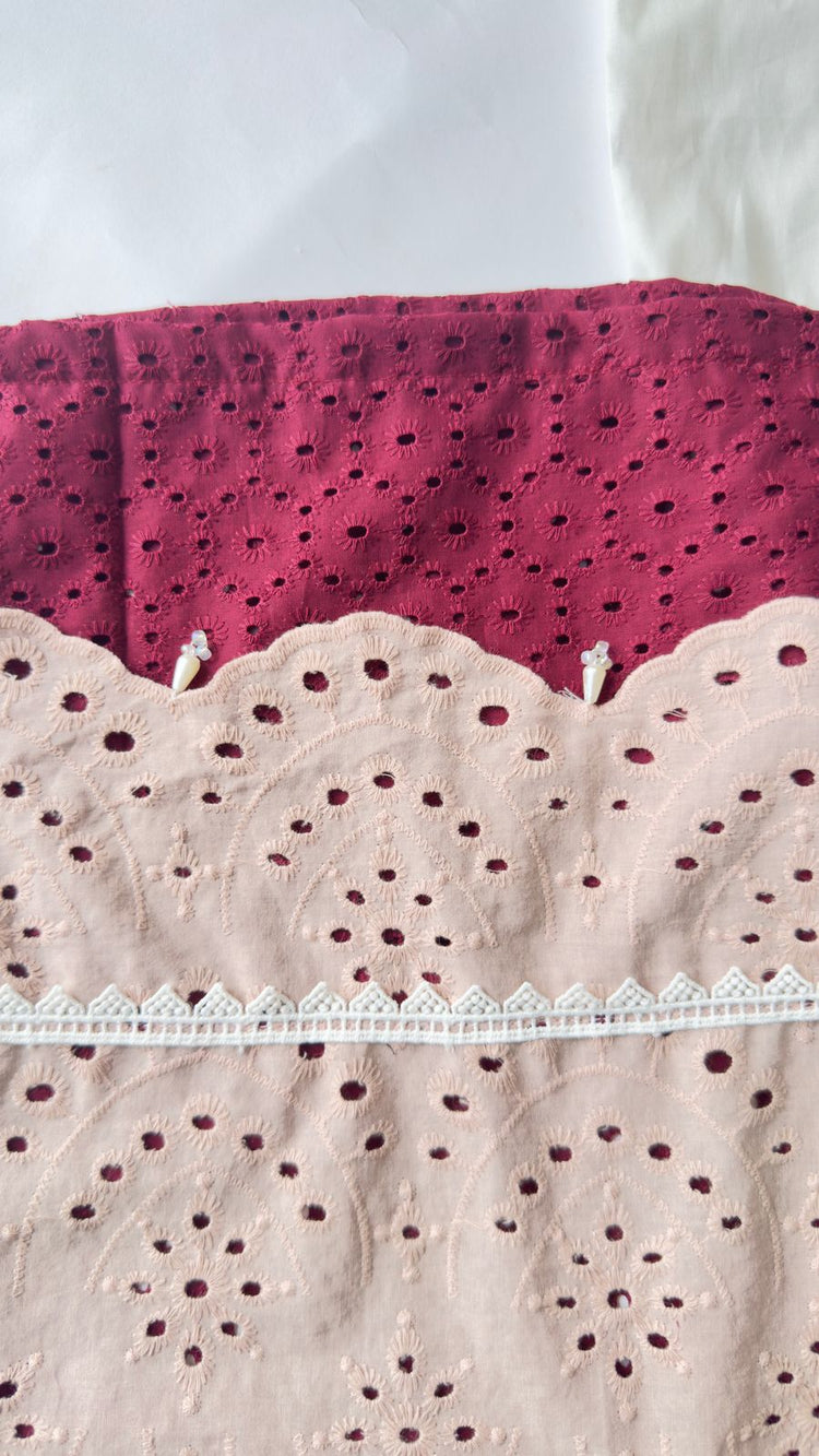 Baran chicknkari maroon set